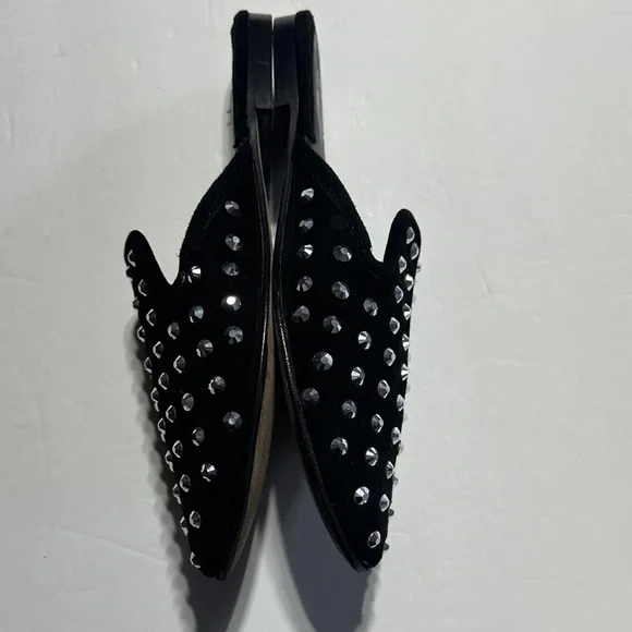 Giuseppe Zanotti Black suede Mules with Silver Studs low heel made in Italy 36 - Picture 5 of 8